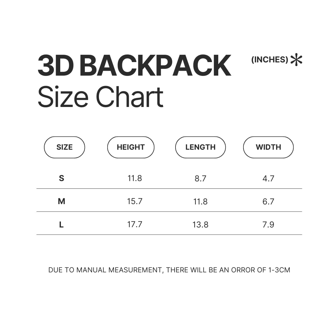 3D Backpack Size Chart - Nana Anime Store