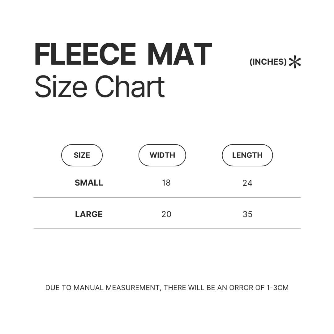 Fleece Mat Size Chart - Nana Anime Store